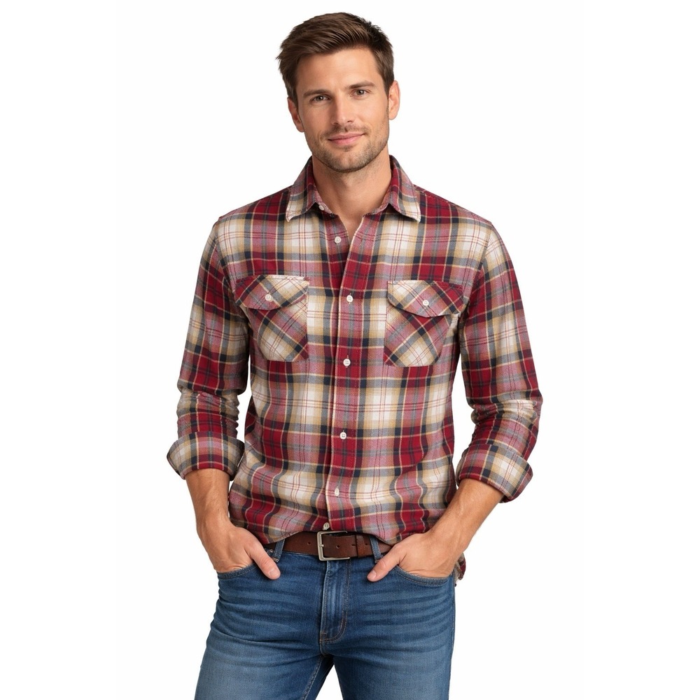 Surf Pendleton Men's Small Button Long Sleeve Shirt 100% Cotton Plaid Flannel